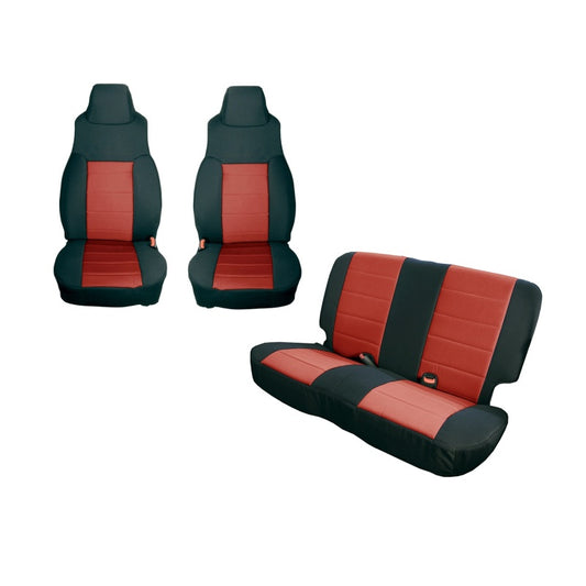 Rugged Ridge Seat Cover Kit Black/Red 91-95 Jeep Wrangler YJ