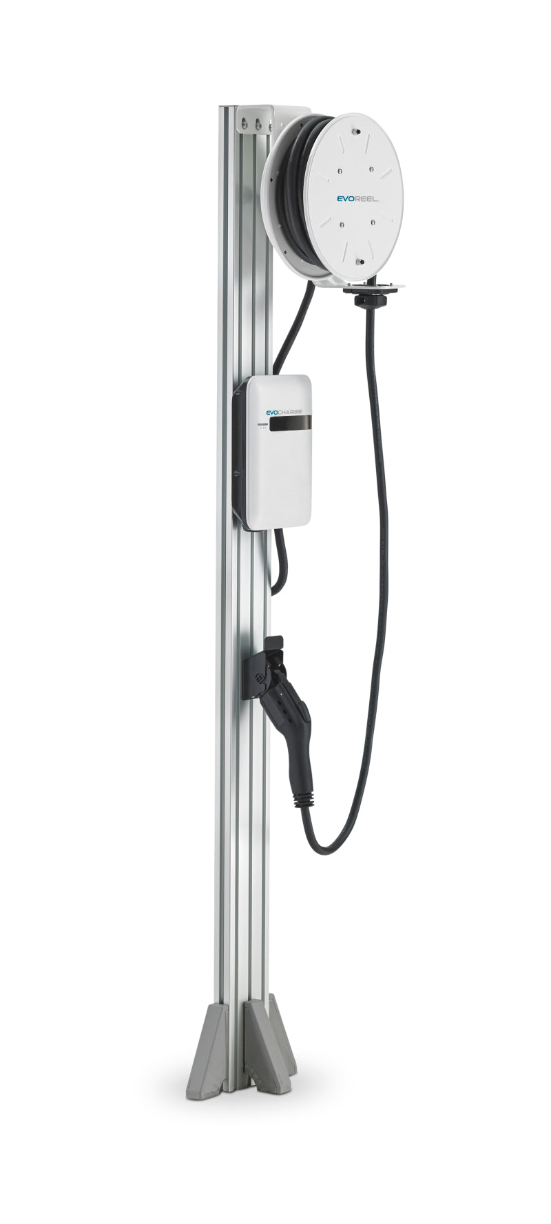 EvoCharge EVSE Single Port Pedestal w/22ft EvoReel